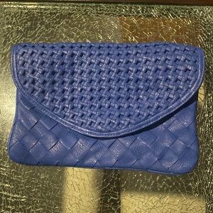 Cobalt blue leather clutch